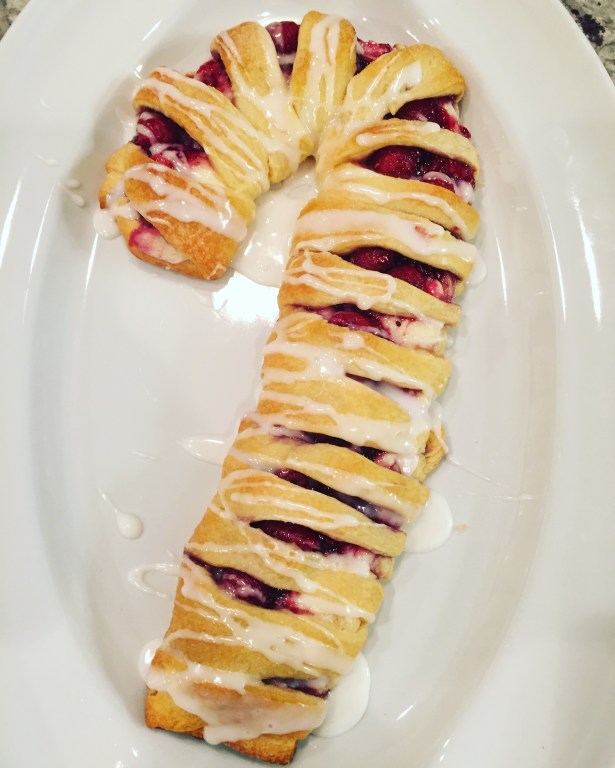 Raspberry Cream Cheese Candy Cane Crescent Danish