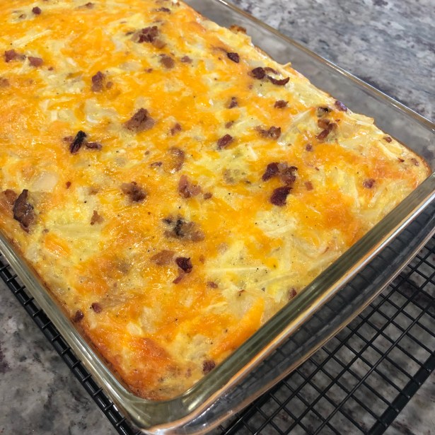 Cheesy Hash Brown Egg Casserole with Bacon