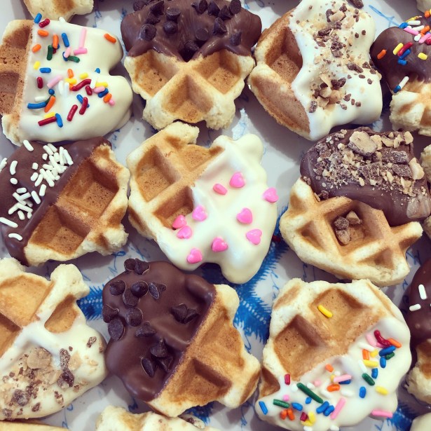 Chocolate Dipped Sugar Cookie Waffles