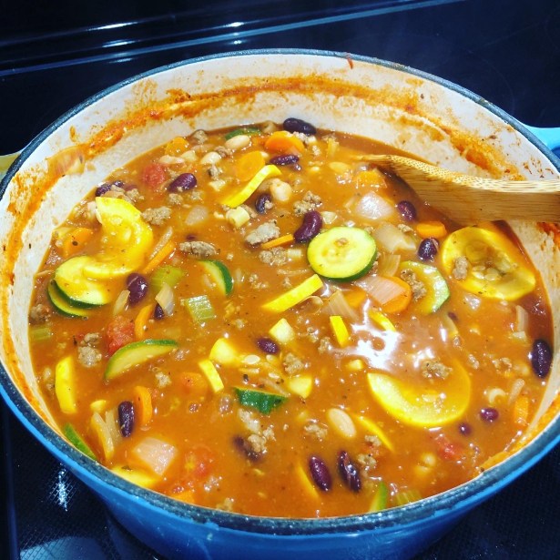 Minestrone Soup with Sausage and Pesto